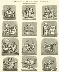 The Misericords of Saint-Spire, vid Corbeil (gravyr) av French School