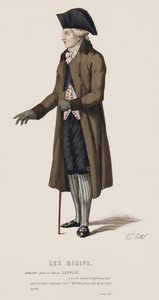 Les Oisifs, Scen XVI (färgad gravyr) av French School