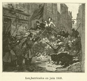 Barrikaderna i juni 1848 (gravyr) av French School