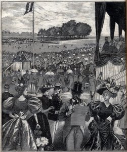 Les courses de lyon (racetracks de Lyon) - efter grand prix - gravyr i "Le Progres illustrious"" från 1895 av French School