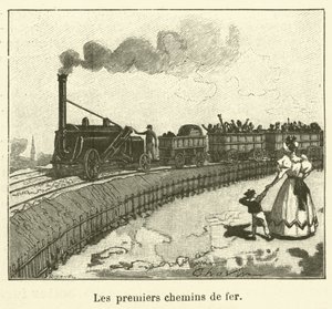 De första järnvägarna (gravyr) av French School