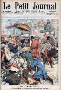 Lhasas 13:e Dalai Lama (Thubten Gyatso) (1876-1933) på flykt från engelska dominans i "Le Petit Journal" den 20 november av French School