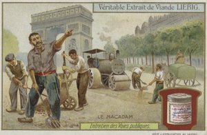 Liebig-kort med vägunderhåll av French School