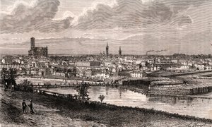 Limoges - Haute-Vienne - gravyr i "La France illustree: geografi, historia, statistisk administration" av V.A. Malt-brunt. 1884 av French School