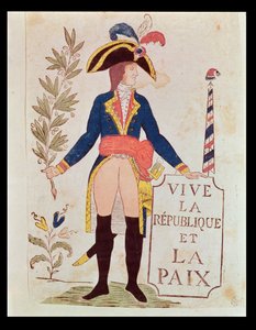 Länge leve republiken och freden, c.1795-99 (färgad trästicksgravyr) av French School