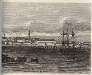 Lorient - Morbihan i regionen Bretagne - gravyr i "La France illustrée: geography, history, statistical administration" av V.A. Malt-Brown. 1884 av French School