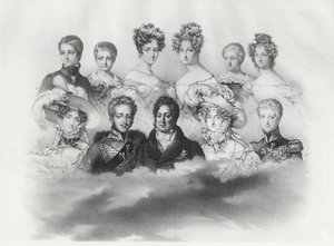 Louis-Philippe I och hans familj 1830 (gravyr) av French School