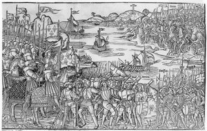 Ludvig IX af Frankrig går i land ved Damietta under det syvende korstog, fra 