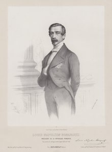 Louis Napoleon Bonaparte, president i den franska republiken, ca 1848 (litografi) av French School