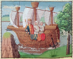 Ludvig VII på väg till det heliga landet med några cisterciensermunkar 1145, miniatyr från 