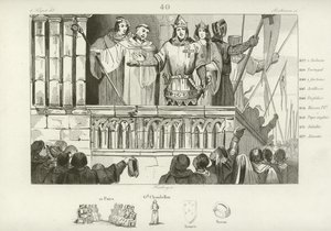 Ludvig VII av Frankrike höjer stödet för det andra korståget, c1147 av French School