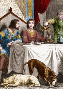 Ludvig VII den unge eller den fromme (1120-1180) med sin hustru Alienor av Aquitaine (1122-1204) (eller Eleonore av Guyenne). av French School