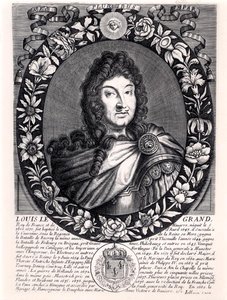 Ludvig XIV (1638-1715) kung av Frankrike, ca 1680 (gravyr) (s/v foto) av French School