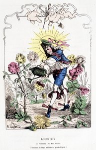 Ludvig XIV förklädd till trädgårdsmästare- i "" Histoire de France Tintamarresque"" av Touchatout av French School