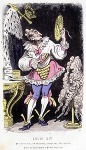 Ludvig XIV: den store kungen, försummad, asticating sin sol - i "" Histoire de France Tintamarresque"" av Touchatout av French School