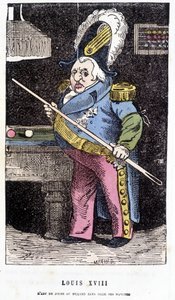 Ludvig XVIII spelar biljard - i "" Histoire de France Tintamarresque"" av Touchatout av French School