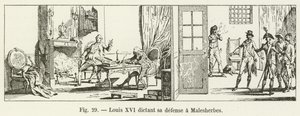 Ludvig XVI dikterar sitt försvar till Malesherbes av French School