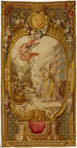 Louis XV Gobelins gobeläng från serien "Scenes d"Opera, de Tragedie et de Comedie", från den andra vävningen 1761-64 av French School