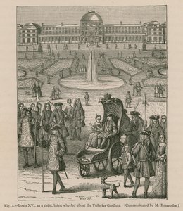 Ludvig XV, som ett barn, rullas runt i Tuilerierna av French School