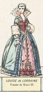 Louise de Lorraine, fru till Henrik III (färgad gravyr) av French School