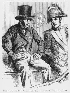 Lucien de Rubempre och Vautrin arresterade, illustration från Splendeurs et Miseres des Courtisanes av Honore de Balzac, publicerad 1867 av French School