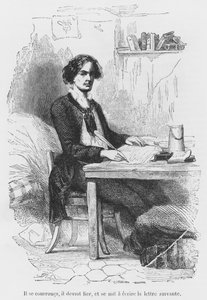 Lucien de Rubempre skriver ett brev, illustration från 