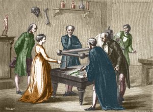 Luigi Galvani, professor i Bologna, upptäckte, 1780, irritabiliteten hos grodmusklerna av elektricitet - i "Album of Science; berömda vetenskapsmän; Stora upptäckter””” 1896. av French School