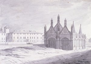 Lungarno, Santa Maria della Spina, Pisa (penna och bläck på papper) av French School