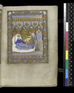 MS 300 f.IVr, folio från Psalter and Hours of Isabella of France, Paris, c.1265-70 (penna & bläck och tempera på pergament) av French School