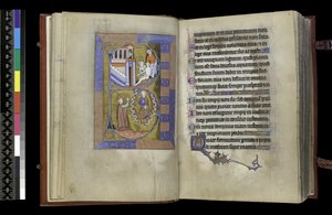 MS 300 f.XIII-1r, från Psalter and Hours of Isabella of France, Paris, c.1265-70 (penna & bläck och tempera på pergament) av French School