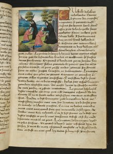 MS Hunter 252 016r Sida från Hundred New News, c.1461-62 av French School