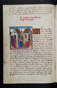 MS Hunter 252 075v Sida från Hundred New News, c.1461-62 av French School