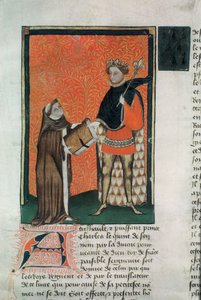 MS Hunter 8 f.9r Översättaren Courbichon presenterar boken för Charles V av French School