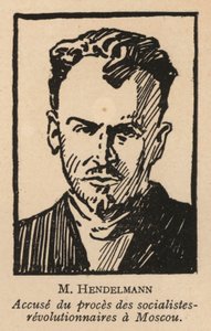 M I Gendelman, rysk socialistrevolutionär politiker som var en av de åtalade i Moskvarättegången mot socialistrevolutionärer 1922, den första sovjetiska skenrättegången (lito) av French School