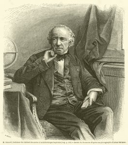 M Jomard, grundare av Cabinet des cartes vid Imperial Library (gravyr) av French School