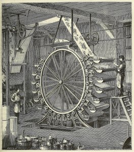 Maskin för utskrift av tapeter i upp till tjugo färger, pub. 1873 gravyr, 1873. av French School