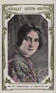 Madame Napierkowska, från Opera-Comique (färgad bild) av French School