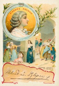 Madame Roland, fransk revolutionär (chromolitho) av French School