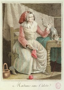Madame Sans-Culotte, 1792 (färggravyr) av French School