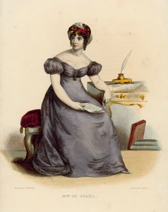 Madame de Stael (färgad gravyr) av French School