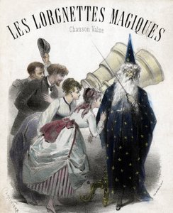 Magiska lorgnettes, sång för populär vals. Litografi av French School