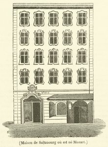 Saltzburgs hus där Mozart föddes (gravyr) av French School