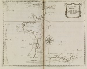 Karta över Frankrike, ca 1693 (tryck) av French School