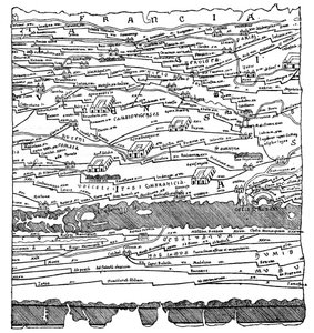 Karta över Gallien - fragment av French School