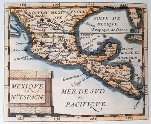 Karta över Mexiko eller Nya Spanien, 1625