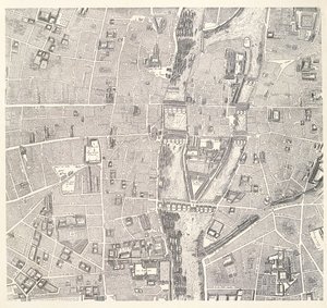 Karta över Paris som visar Île de la Cité, från The Atlas of Paris av Jean de la Caille, 1714