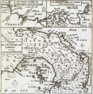 Karta över Dariennäset och Panamabukten i "" Ny resa runt om i världen"" av Guillaume Dampier (William Dampier) av French School