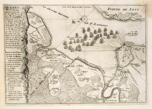 Karta över belägringen av Quebec av den brittiska flottan, 1670