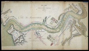 Karta över hamnen och arsenalen i Brest 1754. av French School