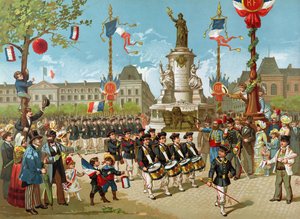 Marsch av skolbataljoner den 14 juli 1883 på Place de la Republique av French School